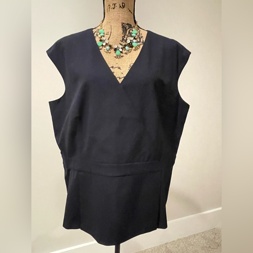 Ann Taylor Wrap Blouse - Navy Blue in Color